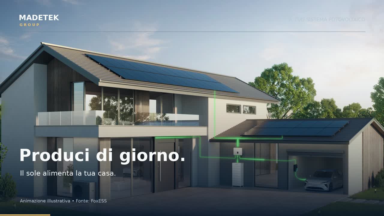Casa con impianto fotovoltaico e sistema di accumulo