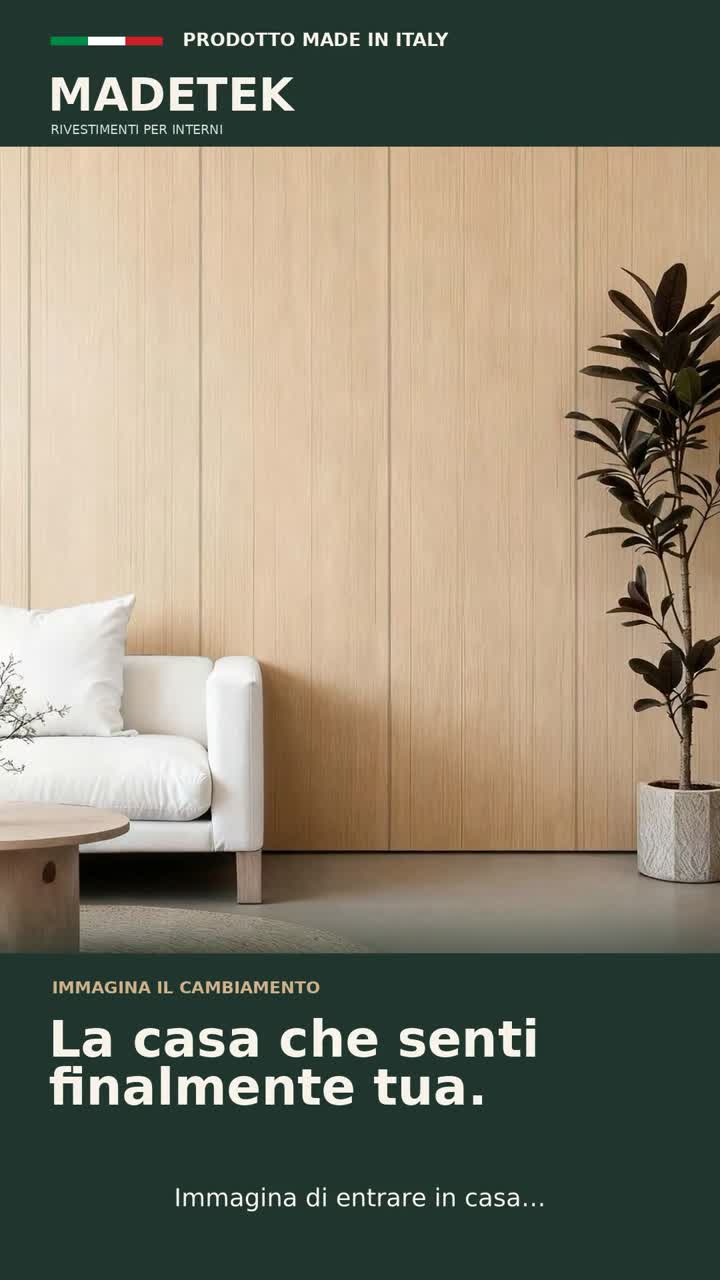 Ambientazione della presentazione Madetek Living con rivestimenti decorativi